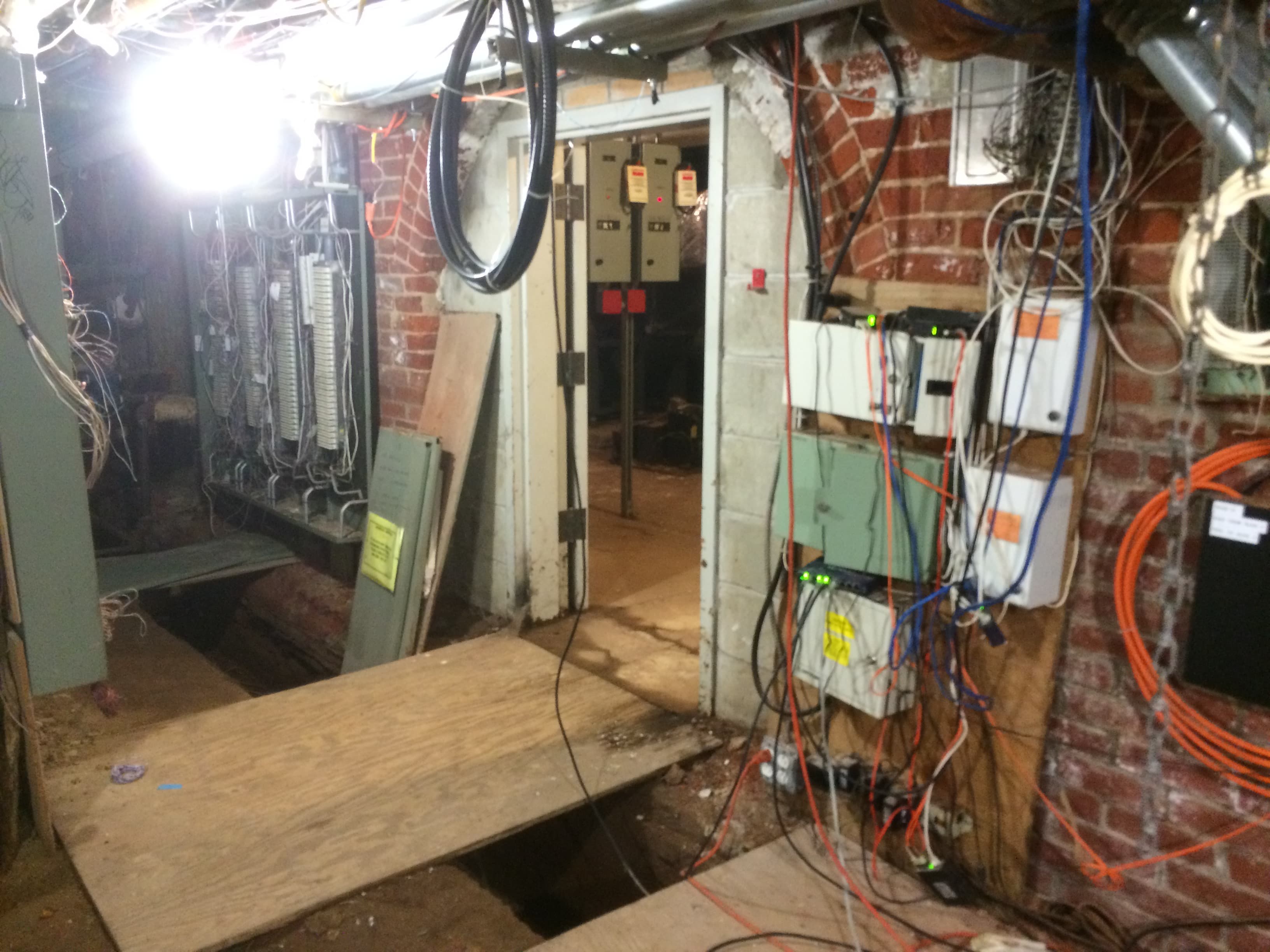 Basement of Building G at Snug Harbor during the FoST Fest network installation